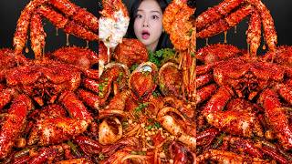 Yummy Foods Mukbang Giant King Crab Boil, Spicy Braised Seafood Buldak Ramen Mukbang