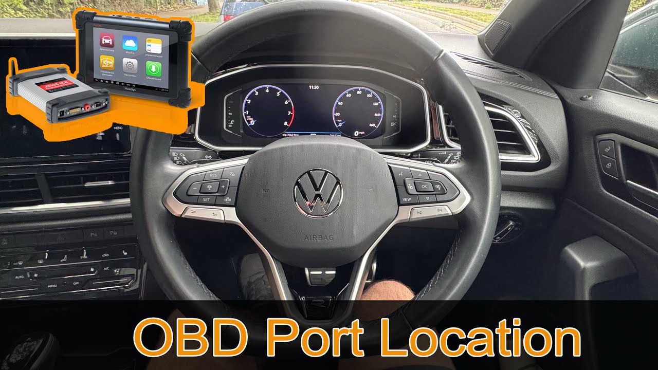 VW T ROC 2024 — расположение порта OBD