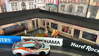 Slot track layout a little piece of scenery! #scalextric #slotcars