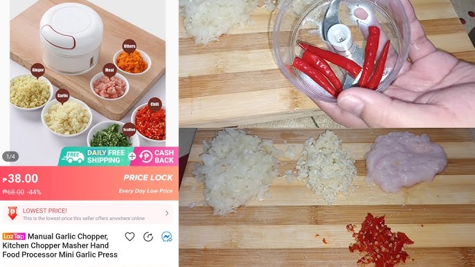 🇲🇾 Mini Garlic Chopper / Manual Food Chopper Instructions: 1. Put the  blades into the center of the bowl carefully. 2. Cut the ingredients into  small, By XP SHOP