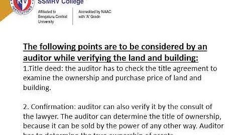 Principles and Practice of Auditing  –procedure for Verification and Valuation of assets