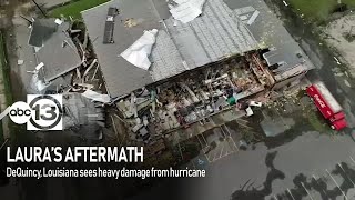 Drone video shows hurricane damage in DeQuincy, Louisiana
