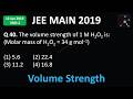 The volume strength of 1 M H2O2 is:(Molar mass of H2O2 = 34 g mol−1)