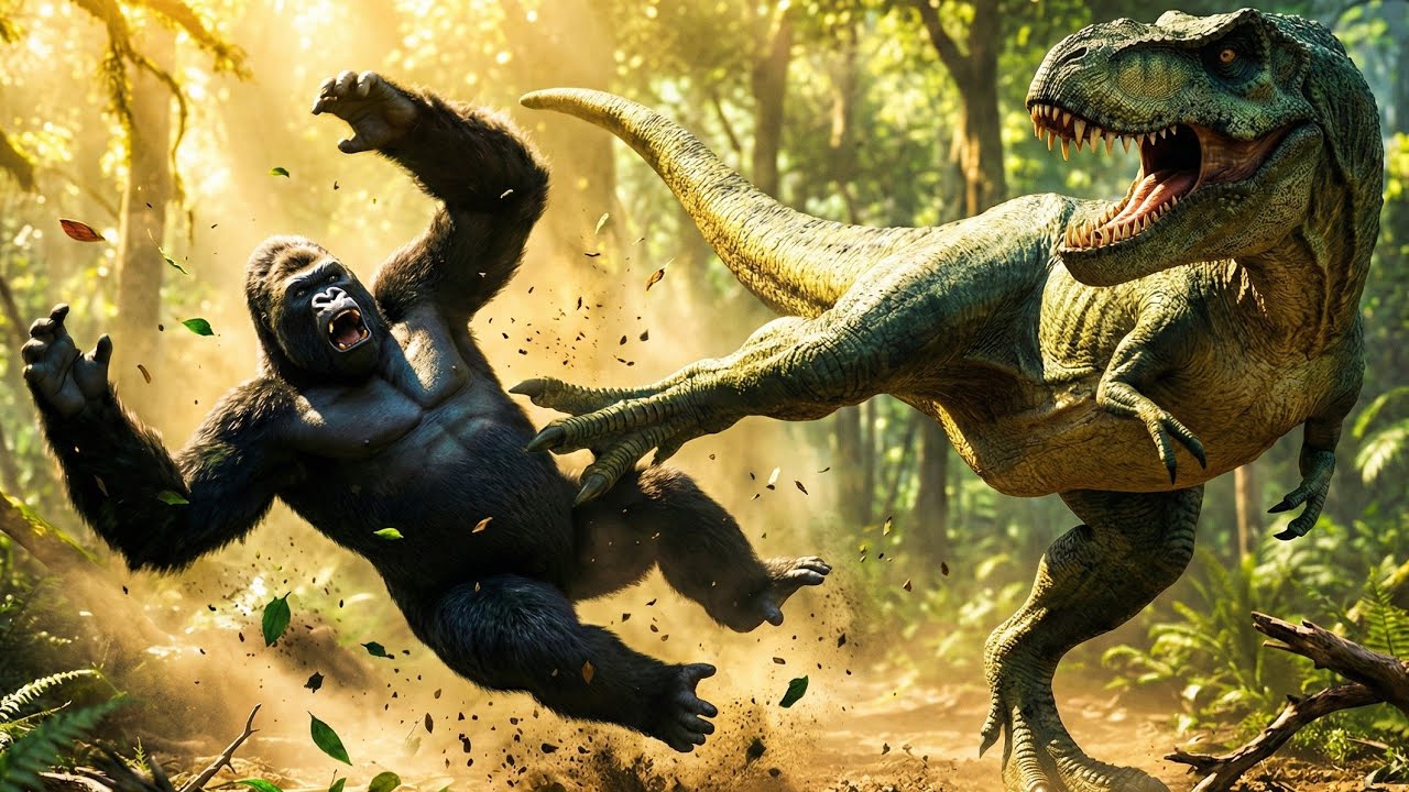 Dinosaur Attacks Jungle | King Kong Enters | Epic Jungle Battle | Full Cinematic Film