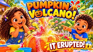 PUMPKIN VOLCANO ERUPTION! | Fun Science Experiment for Kids | Jasmine & Zayne 