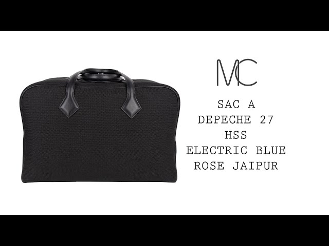 Hermes Kelly Depeches HSS 38 Briefcase Blue Electric Gold Hardware