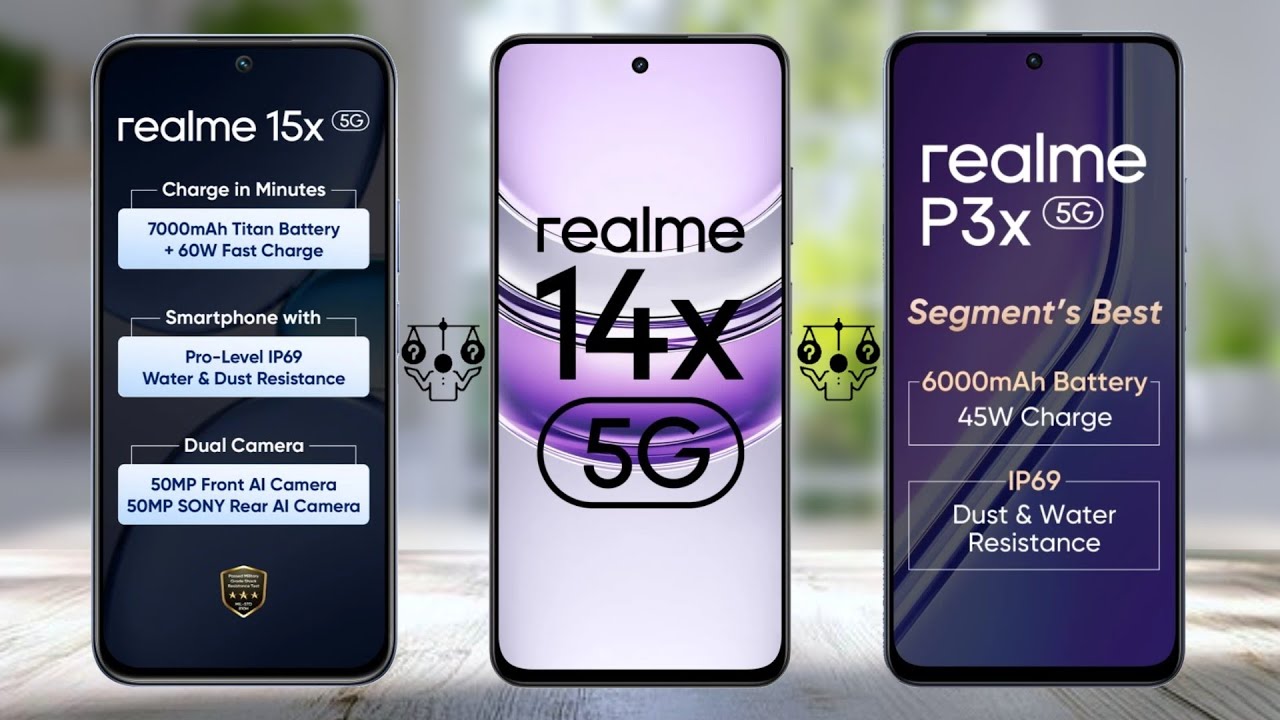 Realme 15x Vs Realme 14x Vs Realme P3x 