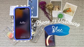 iPhone 13 blue unboxing + accessories ✨