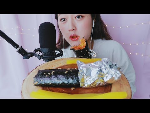(<strong>ASMR</strong> 🌛) <strong>Nuclear</strong> Fire noodle Flavored Kimbap Eating Sounds~