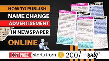 How To Publish Name Change Ad In Newspaper Online | Name Change Newspaper Advertisement For Passport