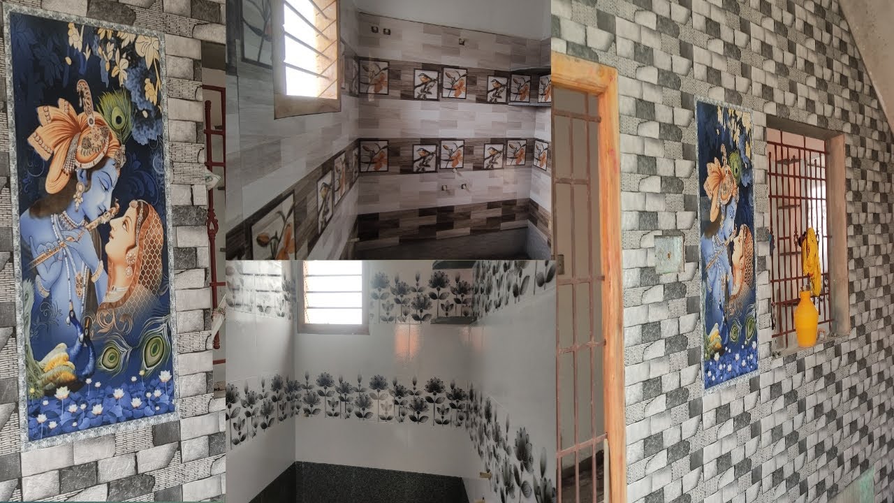 front elivevison wall lord Krishna tiles design 4×2 size price 975