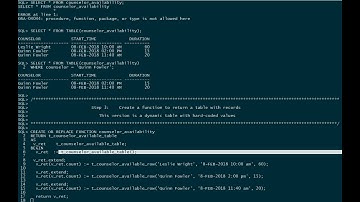Oracle: create a function to return a table
