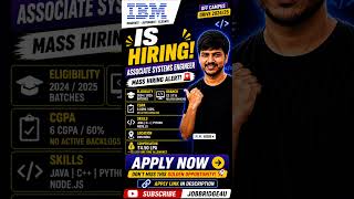 IBM Hiring 2024/2025 Batch 🚀 Associate Systems Engineer | ₹4.5 LPA + ₹25K Bonus | Apply Now