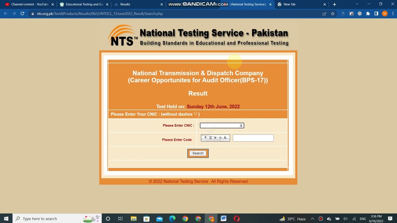 National Transmission & Dispatch Company Test Result 2022 || How To Check NTS Result