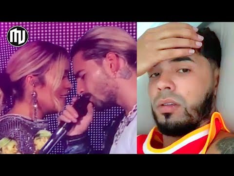 ¡UY! ¡Maluma lanza beso a Karol G en vivo y Anuel se deprime 💔!