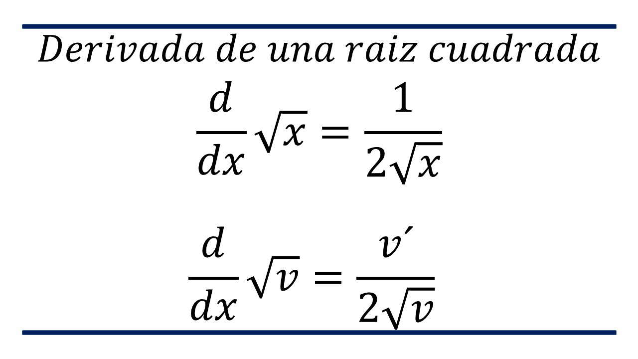 Derivadas Básicas Vídeo 3: Derivada De Una Raíz Cuadrada 🙂👍🏻 - YouTube