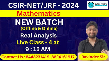 CSIR - NET/JRF - 2024 | Mathematics | New Batch | Live Class - 4 | Real Analysis | By Ravinder Sir