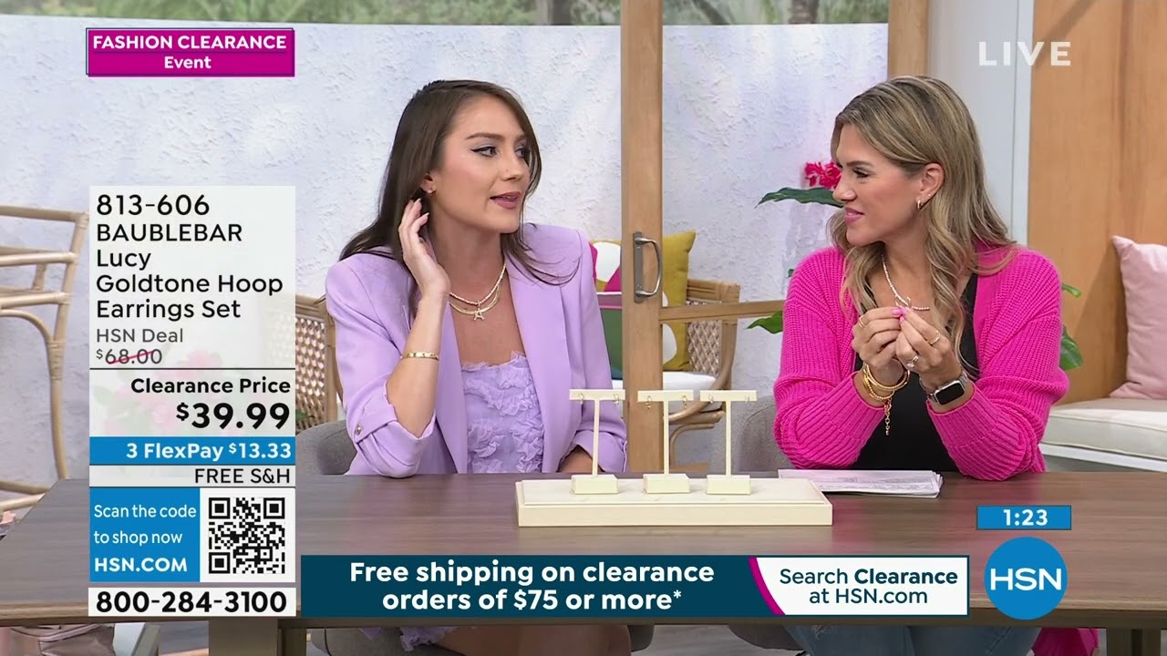 BAUBLEBAR Lucy Goldtone Clear Stone Hoop Earrings Set