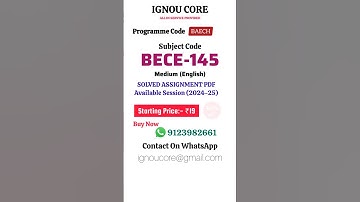 BECE 145 Solved Assignment PDF 2024-25 in English, BAECH program BECE-145 Solved assignments