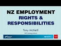 NZ Employment Rights & Responsibilities - Tony McNeill - 6 August, 2019