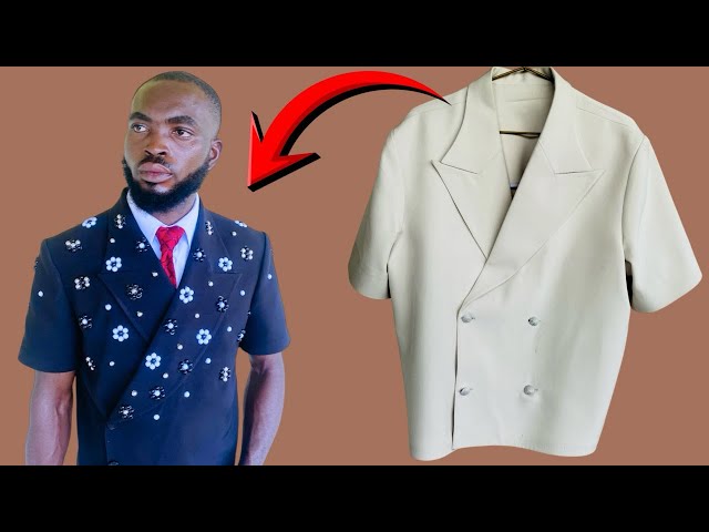 トップス made in Italy double breasted shirt How to Make a Double-Breasted Short Sleeve Blazer Shirt | Step-by