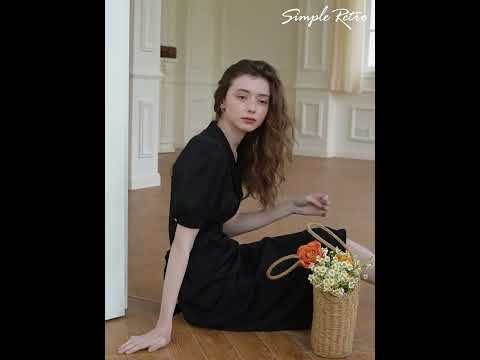 Simple Retro | Raya V-neck Black Midi Dress | 2022 Pre-Spring