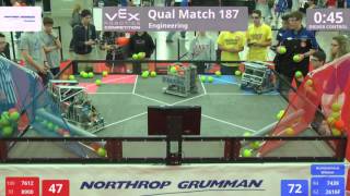 Full VEX Worlds 2016 - VRC High School - Engineering - Qual 187 (7612 8900) 54 vs 114 (7439 2616F) Update