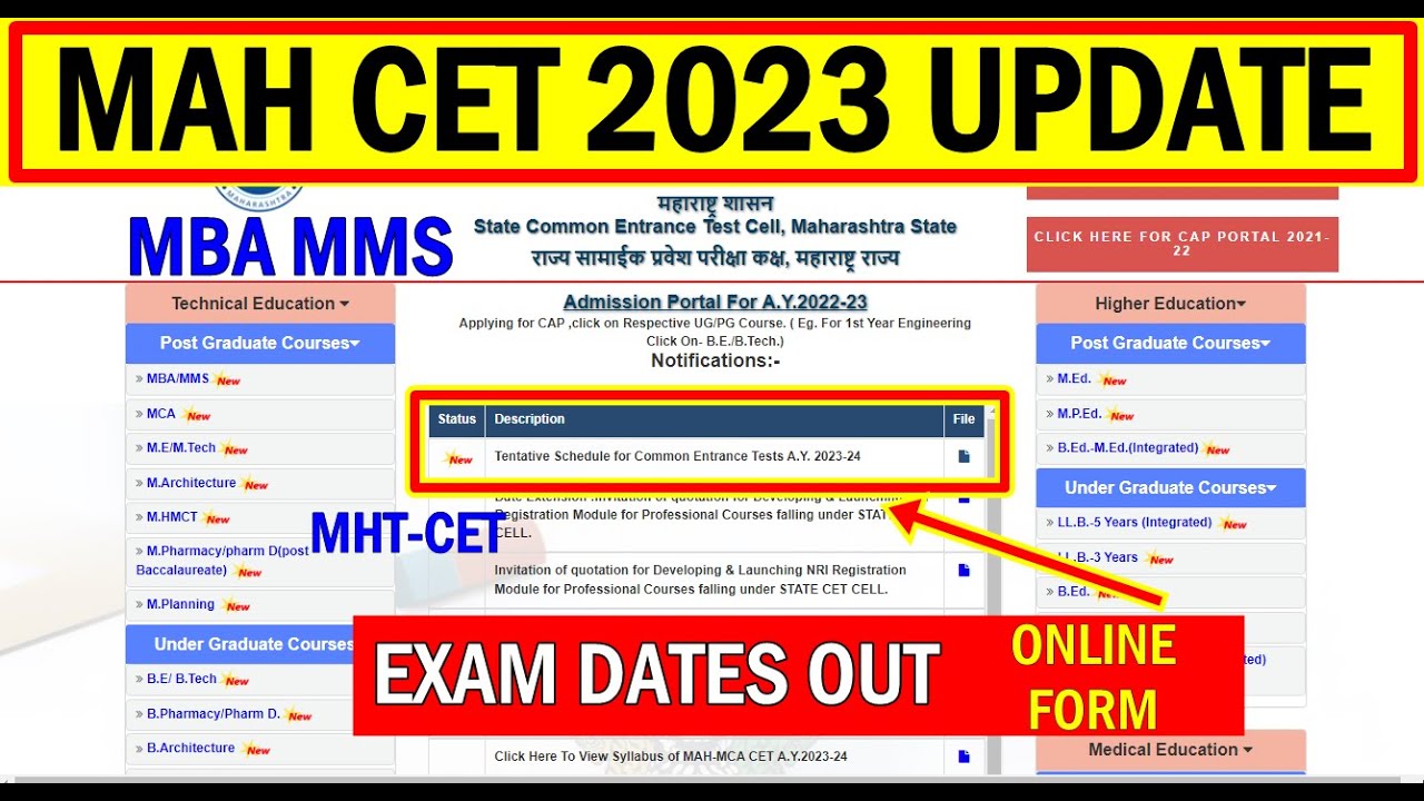 MBA CET 2023 Exam dates out, MHTCET 2023 Application Form, Schedule Exam  Dates #cet #mahcetmbaexam - YouTube