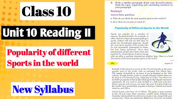 Class 10 English Unit 10 Popularity of different Sports in the world All Exercise | Chapter 10