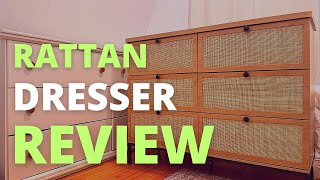 Yechen Modern Long 6 Drawer Dresser w/ Natural Rattan Drawers Review | 6 Drawer Dresser Rattan Chest