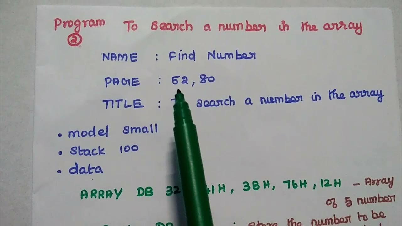 Assembly Language Programmes in 8086 - MPMC - YouTube