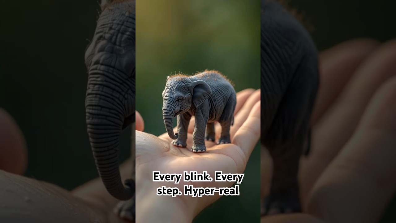 Tiny Elephant Walking in a Hand | Life in Mini – Hyper Realistic Mini Animals 