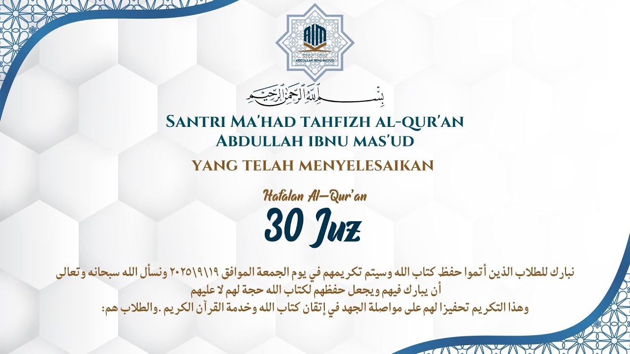 [LIVE] MAJLIS KHATAMAN AL QUR'AN | SANTRI MAHAD ABDULLAH IBNU MAS'UD