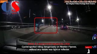 Cyclist Riding Dangerously On Newton Flyover