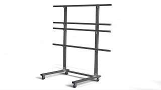Brightlink’s heavy duty 2x2 mobile video wall stand  in a 2 high by 2 across configuration.