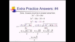 Quadratic Formula: Problem Set #4