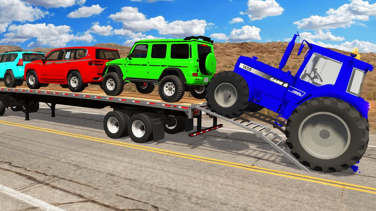 Flatbed Truck Mcqueen | Transportation with Truck - Pothole vs Car #24 - BeamNG.Drive