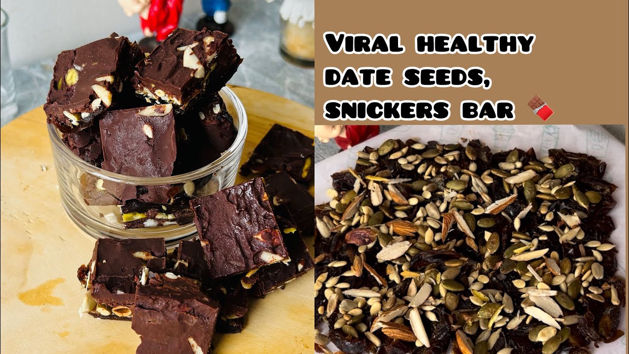 खजूर सीड्स चॉकलेट स्नीकर्स रेसिपी । how to make date seeds snickers / 