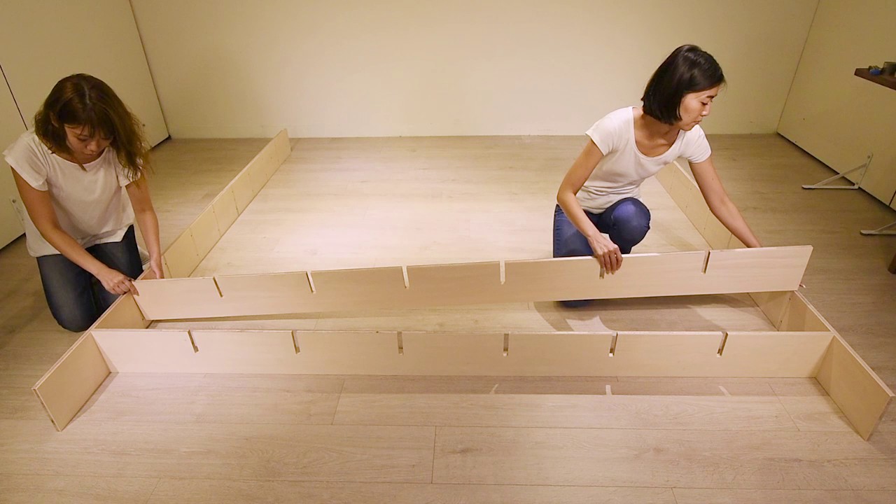 壁一面の本棚 SLF-2400/2400 組み立て動画 【 奥行き180mmタイプの床で組んで立ち上げる編 】