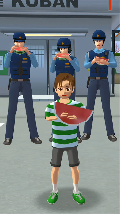 Utah asked the policemen for a watermelon and ate it#sakuraschoolsimulator #cartoon #shorts