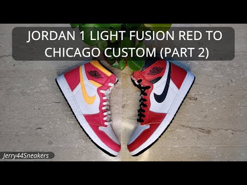 CUSTOM Air Jordan 1 Retro High OG 'Chicago' Black Sole (Fusion Red) UK9 NEW