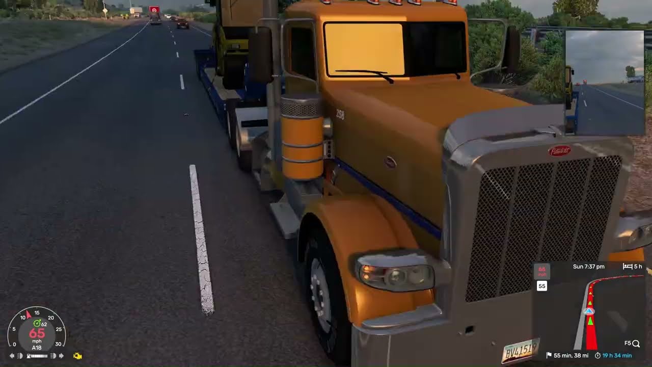 Straight Piped Peterbilt 389 Day cab with 700HP Hauling Steam Roller | American Truck Simulator |