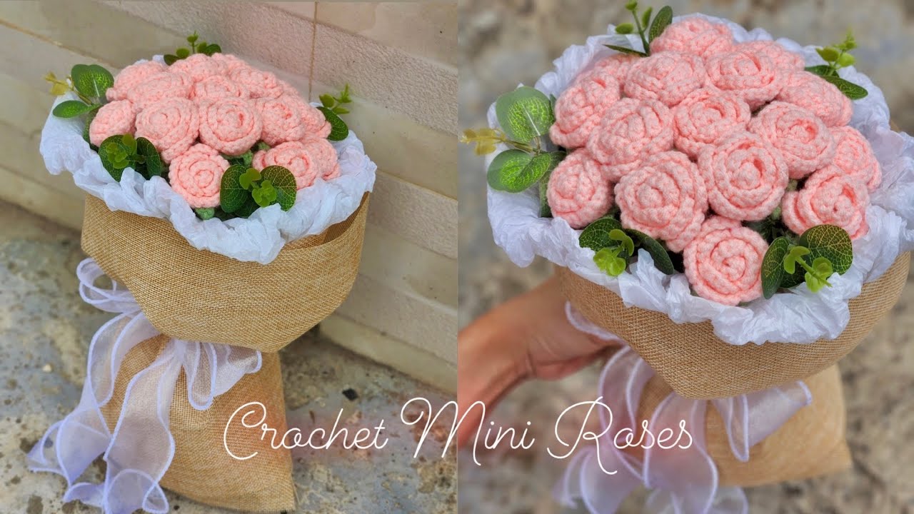 Crochet mini roses🌷Cách móc hoa hồng mini xinh xắn cực đơn giản dễ làm| Cỏ crochet