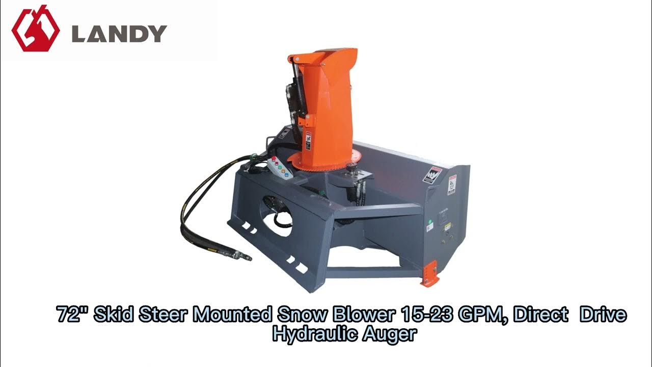 72" Skid Steer Mounted Snow Blower 1523 GPM, Direct Drive Hydraulic