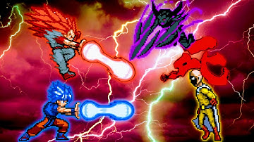 Goku TP OP & Evil Goku TP OP VS Accurate Saitama & Monster Garou in Jump Force Mugen