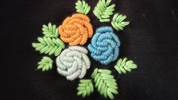 Easy Bullion Knot Rose Tutorial/ Step by step Hand embroidery #handmade #youtube #embroidery #video