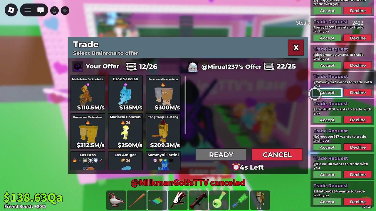 👍TRADING ON STEAL A BRAINROT USING NEW MACHINE 👍LIVE 👍ADD: MilkmanGolfsTTV