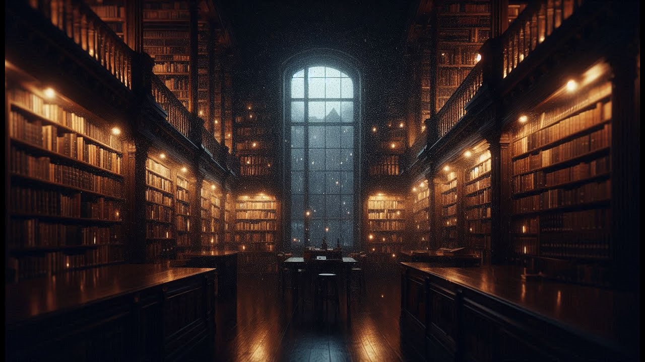 Library Rain ASMR | Calm Study & Sleep Ambience | 8 Hours