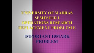 Replacement problem 3