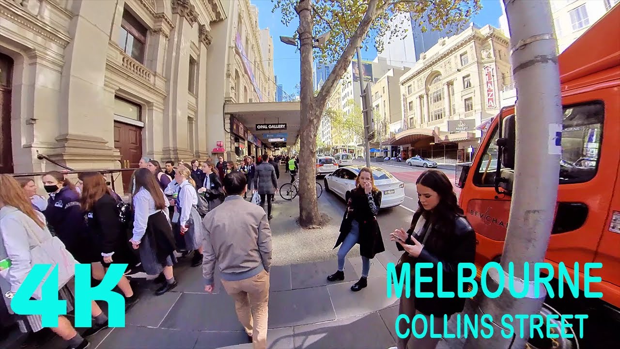 Melbourne CBD Collins Street Walking Tour | Covid 19 Restrictions |  4K Virtual Tour